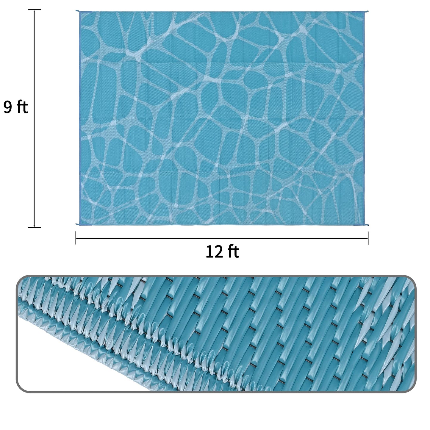 Boulder Bee Outdoor Rugs | Plastic Straw Rug | Waterproof Outdoor Camping Rugs | Quick Drying Picnic Rug | Sand Free Reversible Beach Mats | 5 x 8 Feet Or 9 x 12 Feet