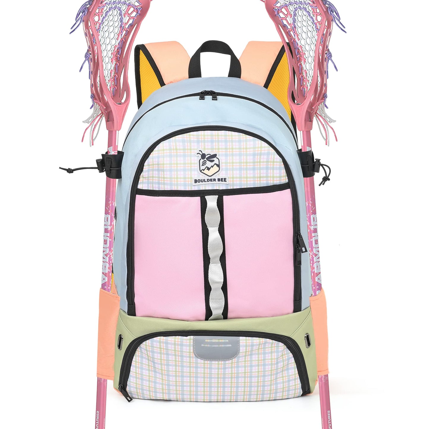 Girls Large Lacrosse Field Hockey Backpack with Stick Holders (10.6"x 14.5"x 22.4")