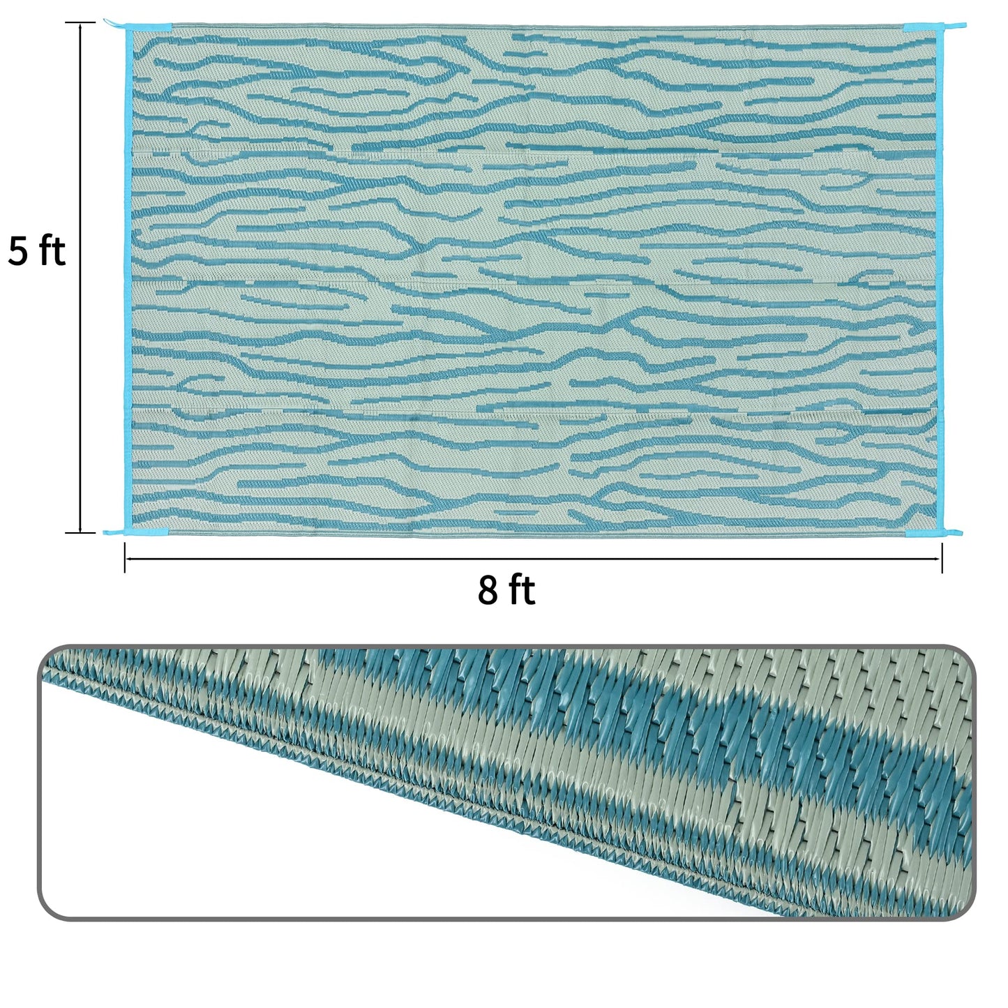 Boulder Bee Outdoor Rugs | Plastic Straw Rug | Waterproof Outdoor Camping Rugs | Quick Drying Picnic Rug | Sand Free Reversible Beach Mats | 5 x 8 Feet Or 9 x 12 Feet
