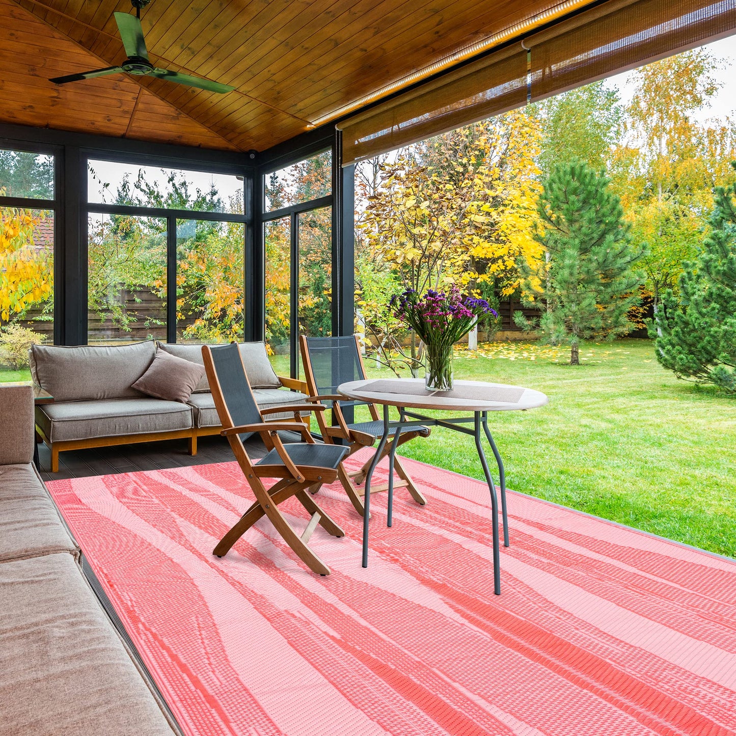 Boulder Bee Outdoor Rugs | Plastic Straw Rug | Waterproof Outdoor Camping Rugs | Quick Drying Picnic Rug | Sand Free Reversible Beach Mats | 5 x 8 Feet Or 9 x 12 Feet