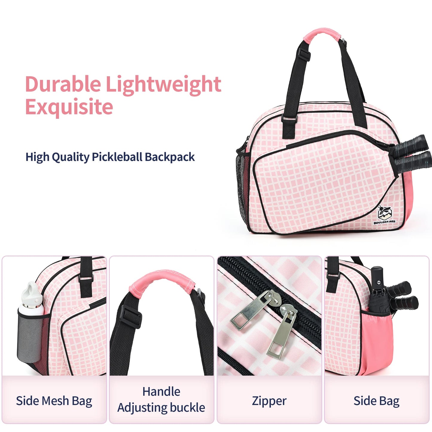 Pickleball Bags, Premium PickleBall Tote Bag for Girls, Women’s Hand/Shoulder Gym Bag w Water Bottle Holder, with Pickleball Racquet/Paddle Holder